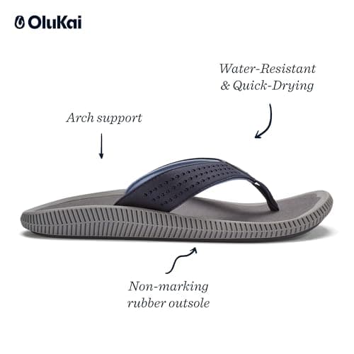 Men's Beach Sandals by OLUKAI, Quick-Dry Flip-Flop Slides, Water Resistant