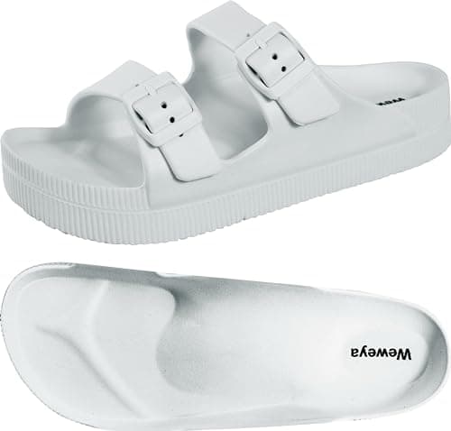 Weweya Women's Arch Support Platform Sandals with Adjustable Buckle