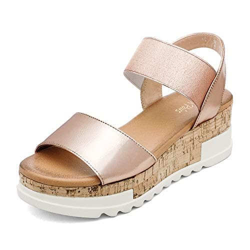 Dream Pairs Women's Open Toe Ankle Strap Casual Flatform Sandals