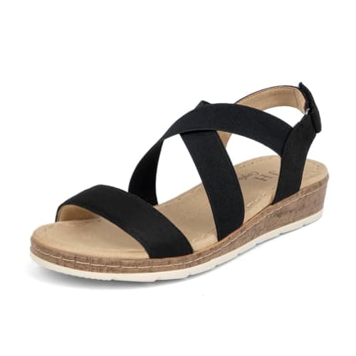 VJHComfort Women's Slip-On Elastic Ankle Strap Slingback Sandals