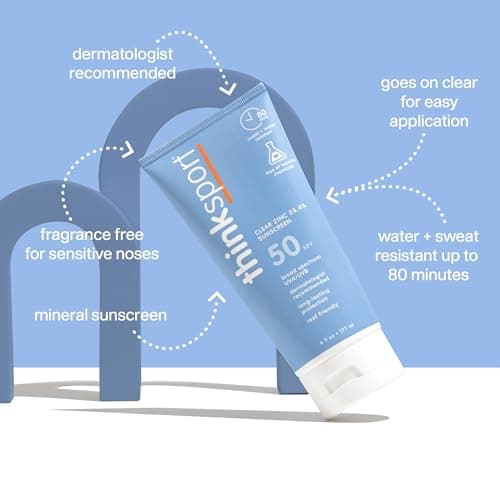 Thinksport Clear Zinc Oxide SPF 50 Sunscreen, 6 Fl Oz, Water Resistant & Reef Safe