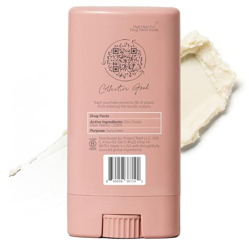 Vegan, Reef Safe SPF 50 Mineral Face Sunscreen Stick - No White Residue