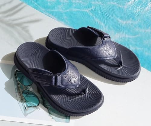 KuaiLu Men's Water Resistant Orthotic Flip Flops with Arch Support