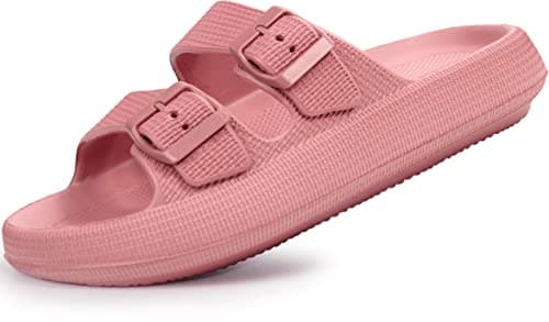 Weweya Adjustable Double Buckle Slides - EVA Flat Sandals for Men and Women