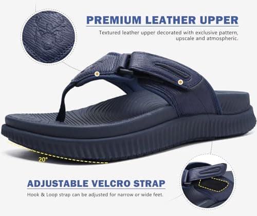 KuaiLu Men's Water Resistant Orthotic Flip Flops with Arch Support