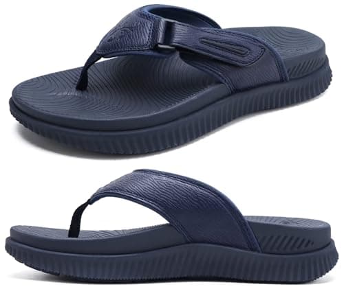 KuaiLu Men's Water Resistant Orthotic Flip Flops with Arch Support