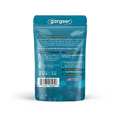 Hermit Crab Soaking Salt with Calcium & Minerals, USA-Made, No Additives.