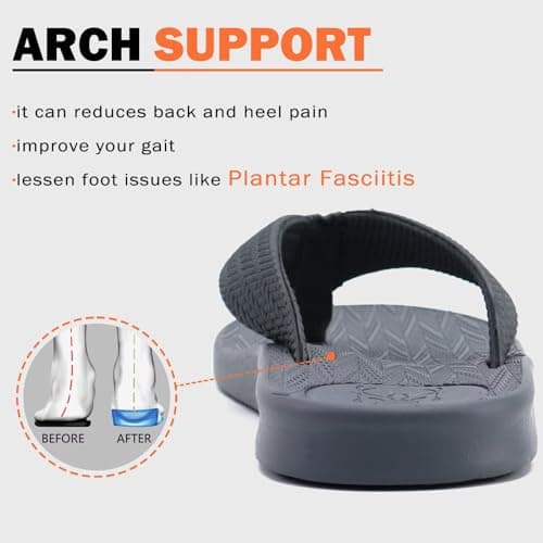 KuaiLu Mens Arch Support Summer Beach Flip FlopsComfortable Yoga Slippers