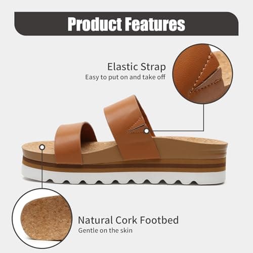 Yozuru Women's Arch Support Platform Sandals Cushion Wedge Beach Shoes