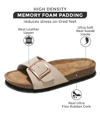 Project Cloud Women's Comfortable Memory Foam Genuine Leather Sandals
