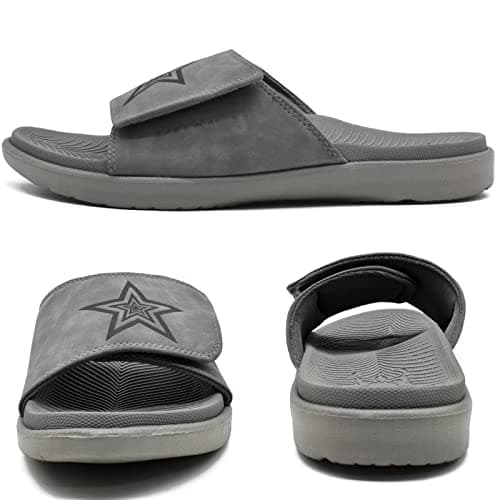 KuaiLu Mens Soft Cushion Arch Support Slides for Plantar Fasciitis Summer Slippers Size 7-15