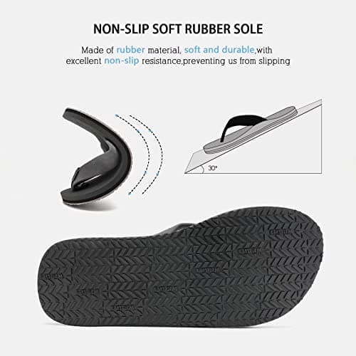 WateLves Men's Arch Support Flip-Flops for Summer Beach Pool Showers