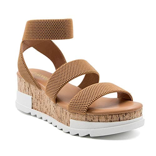 Athlefit Women's Wedge Sandals with Cork Strap Platform