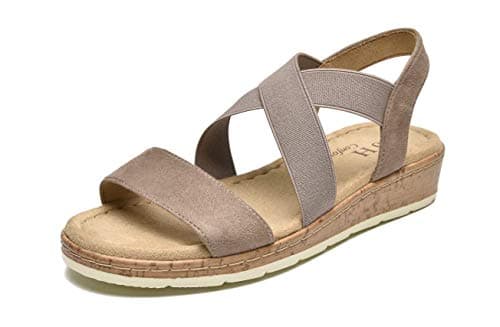 VJHComfort Women's Slip-On Elastic Ankle Strap Slingback Sandals