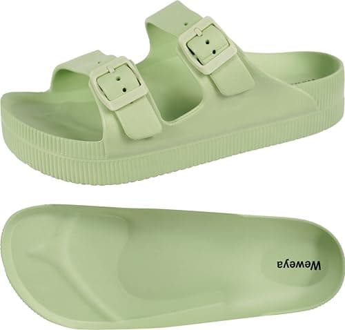 Weweya Women's Arch Support Platform Sandals with Adjustable Buckle