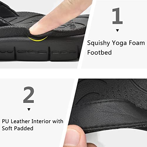 KuaiLu Women's Casual Comfortable Cushion Arch Support Flip Flops