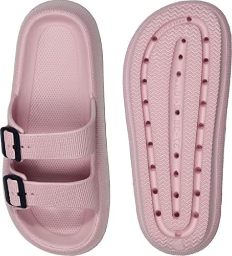 Weweya Adjustable Double Buckle Slides - EVA Flat Sandals for Men and Women