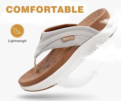 ONCAI Women's Arch Support Flip Flops for Summer Comfort Size 6-12