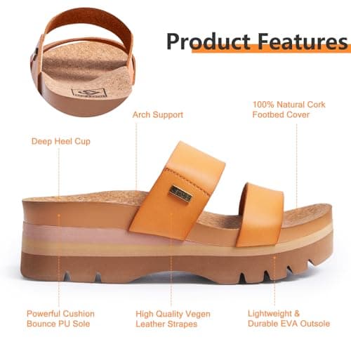Ustogi Women's Higher Platform Arch Support Beach Sandals