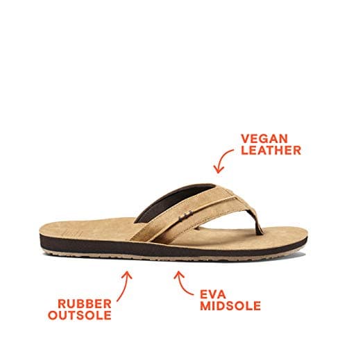 REEF Marbea Men's Flip Flop Sandal, Vegan Leather Straps, Supportive Footbed