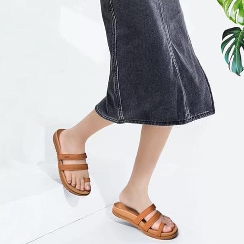 KuaiLu Adjustable Plantar Fasciitis Arch Support Slides for Women