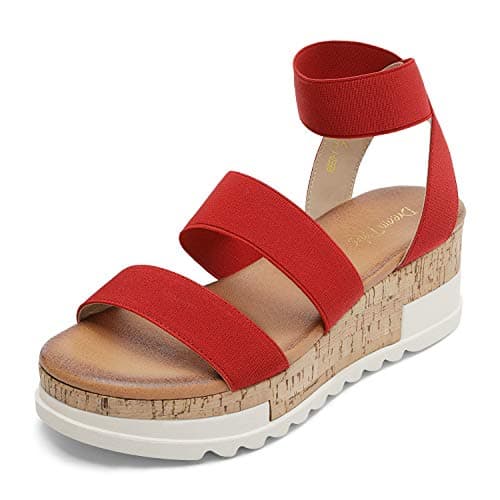 Dream Pairs Women's Open Toe Ankle Strap Casual Flatform Sandals