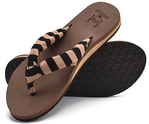 KuaiLu Arch Support Yoga Mat Thong Sandals for WomenComfortable Summer Beach Walking