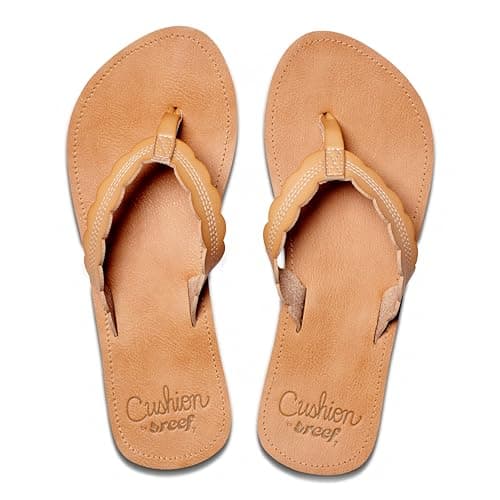 REEF Women's Vegan Leather Scallop Flip Flop with Soft Cushion Footbed