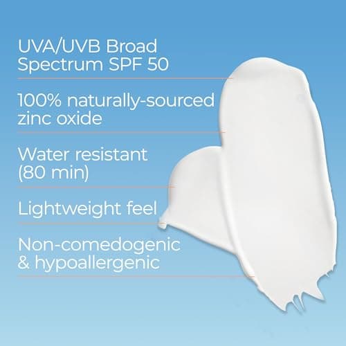 Eucerin Mineral Sunscreen Lotion SPF 50 for Sensitive Skin, Zinc Oxide Protection, 4 Fl Oz Tube