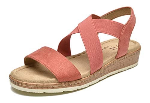 VJHComfort Women's Slip-On Elastic Ankle Strap Slingback Sandals