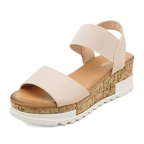 Dream Pairs Women's Open Toe Ankle Strap Casual Flatform Sandals