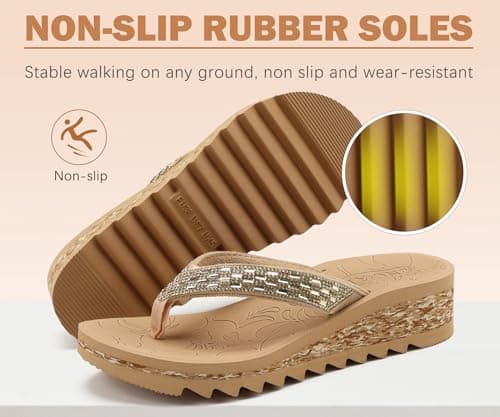 ONCAI Women's Rhinestone Flip Flops for Summer Comfort and Style