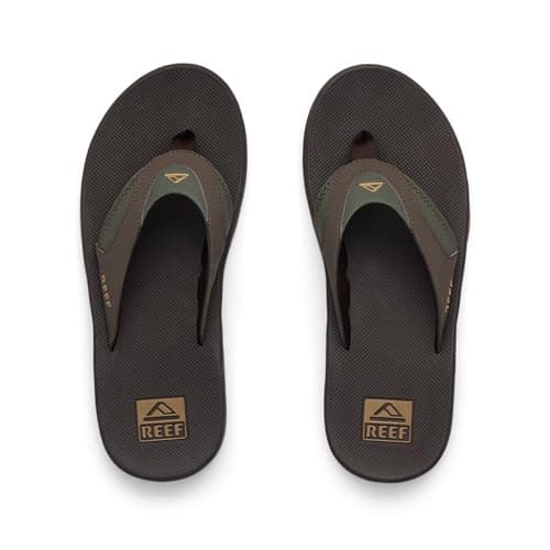 REEF Fanning Men's Brown/Gum Flip Flop, Arch Support, Durable Outsole, Water Friendly