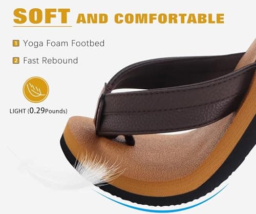 KuaiLu Men's Yoga Mat Flip Flops with Arch Support Cushion Comfort