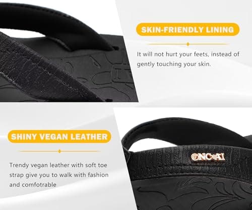 ONCAI Women's Comfortable Summer Flip Flops with Arch Support