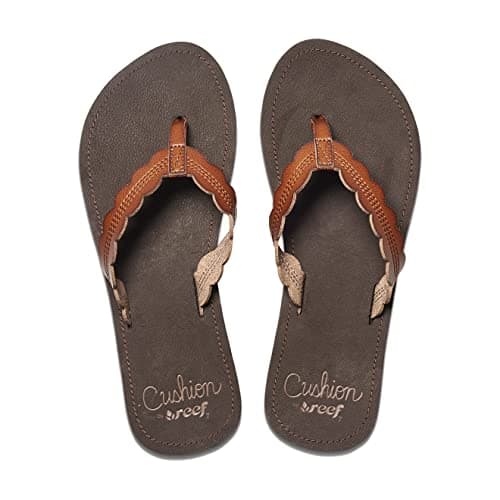 REEF Women's Vegan Leather Scallop Flip Flop with Soft Cushion Footbed
