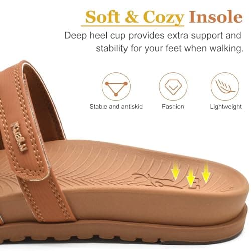 KuaiLu Adjustable Plantar Fasciitis Arch Support Slides for Women