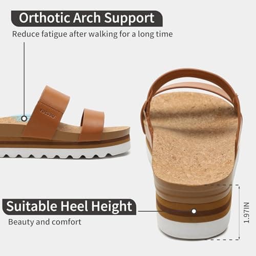 Yozuru Women's Arch Support Platform Sandals Cushion Wedge Beach Shoes