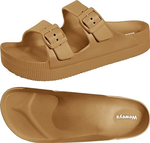 Weweya Women's Arch Support Platform Sandals with Adjustable Buckle