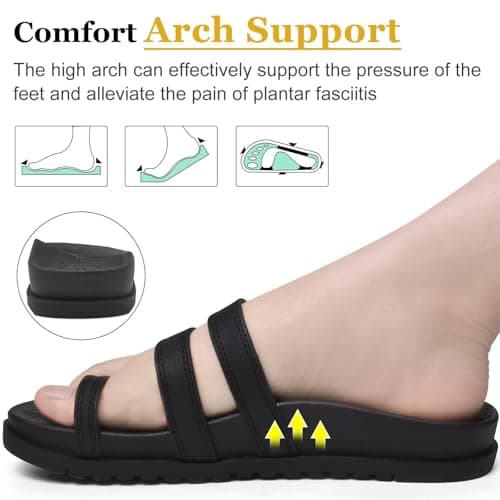 KuaiLu Women's Lightweight Comfort Slides with Arch Support
