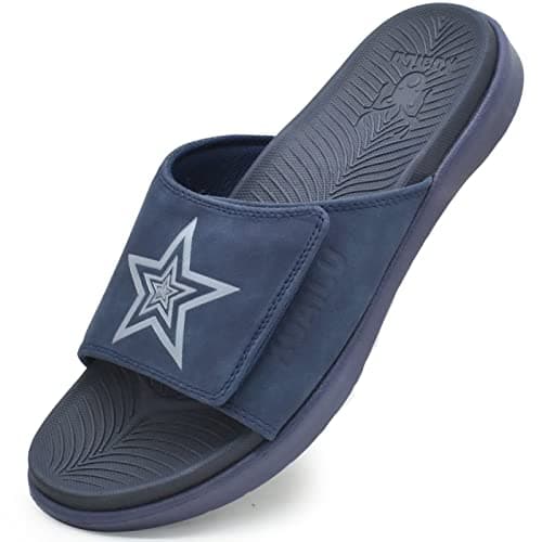KuaiLu Mens Soft Cushion Arch Support Slides for Plantar Fasciitis Summer Slippers Size 7-15