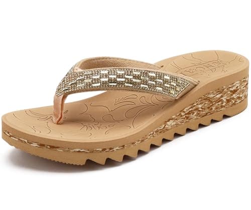 ONCAI Women's Rhinestone Flip Flops for Summer Comfort and Style