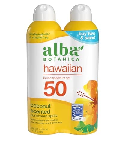 Alba Botanica Hawaiian Coconut Broad Spectrum SPF 50 Sunscreen, Water Resistant, Biodegradable (Pack of 2)