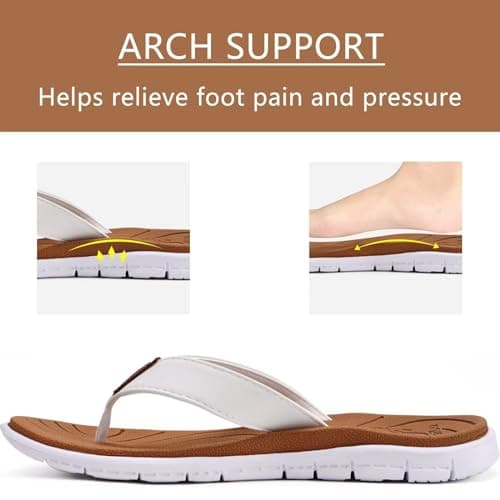 KuaiLu Women's Casual Comfortable Cushion Flip Flops with Arch Support