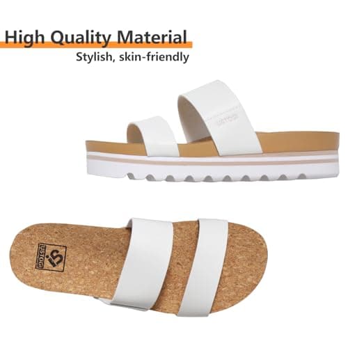 Ustogi Arch Support Flatform Sandals for Women Summer Cushioned Beach Slides