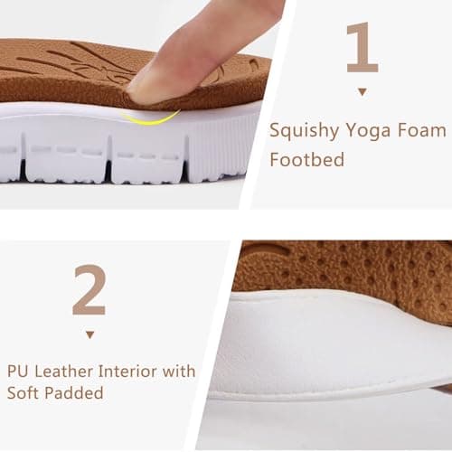 KuaiLu Women's Casual Comfortable Cushion Flip Flops with Arch Support