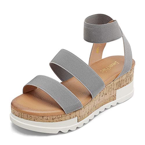 Dream Pairs Women's Open Toe Ankle Strap Casual Flatform Sandals