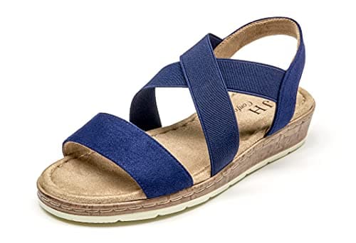 VJHComfort Women's Slip-On Elastic Ankle Strap Slingback Sandals