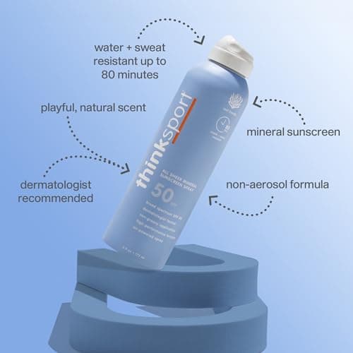 Thinksport All Sheer SPF 50 Mineral Sunscreen, 6 Fl Oz, Water Resistant, Reef Safe, Broad Spectrum UVA/UVB Protection