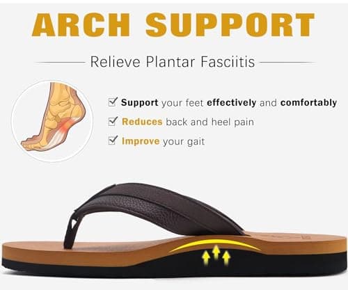 KuaiLu Men's Yoga Mat Flip Flops with Arch Support Cushion Comfort